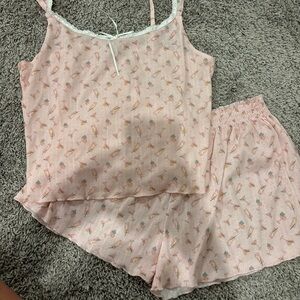 Women's Pink cocktail patterned Sleepwear Set